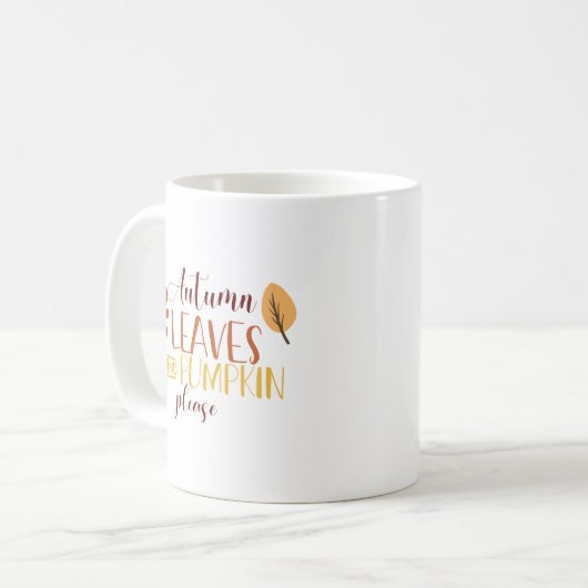 Mug Automne Feuilles Citrouille S'il vous plaît Typogr (Devant gauche)