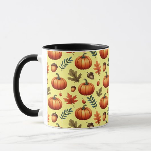 Mug Automne Feuilles D'Automne Et Citrouille Motif san (Gauche)