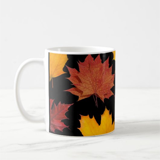 Mug Automne feuilles d'érable noir (Gauche)
