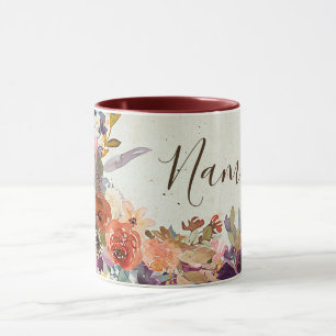 Mug Automne floral aquarelle personnalisé mixte