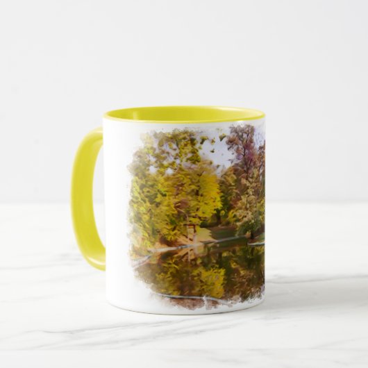 Mug Automne Jaune Réflexion du parc (Devant gauche)