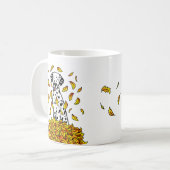 Mug Automne laisse Dalmatie (noir 1) Chien Jouer migno (Devant gauche)