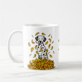 Mug Automne laisse Dalmatie (noir 1) Chien Jouer migno (Gauche)