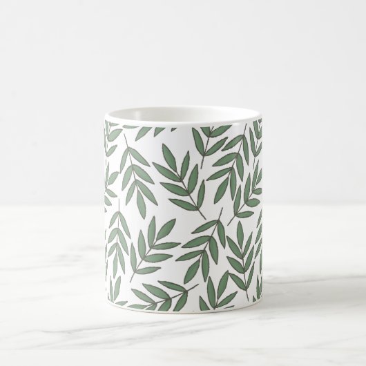 Mug Automne | Nature Vert Motif de feuillage de feuill (Centre)