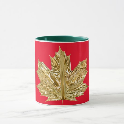 Mug Automne Or rouge feuille d'érable automne look mét (Centre)