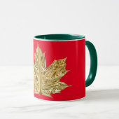 Mug Automne Or rouge feuille d'érable automne look mét (Devant droit)