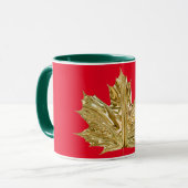 Mug Automne Or rouge feuille d'érable automne look mét (Devant gauche)