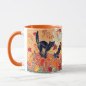 Mug Automne Orange Citrouille Chat noir Halloween Art (Gauche)
