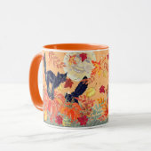 Mug Automne Orange Citrouille Chat noir Halloween Art (Devant gauche)