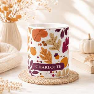 Mug Automne Personnalisé – Feuilles et Glands d'Automn