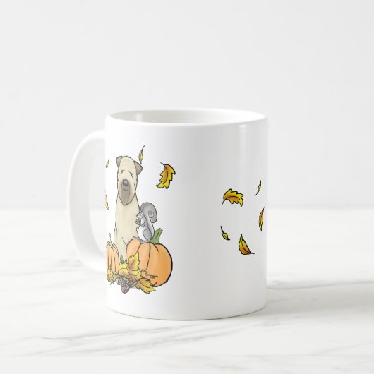 Mug Automne Roue Terrier (blé 1b2) Citrouille mignon (Devant gauche)