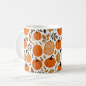 Mug Automne Rustique Orange Citrouille Motif de feuill (Devant gauche)