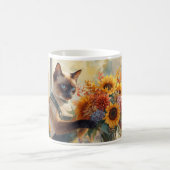 Mug Automne Siamese Chat fleuriste arranger des fleurs (Centre)