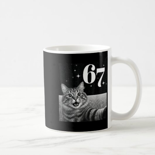 Mug Autoportrait de chat avec 67 mème graphiques de ch (Droite)
