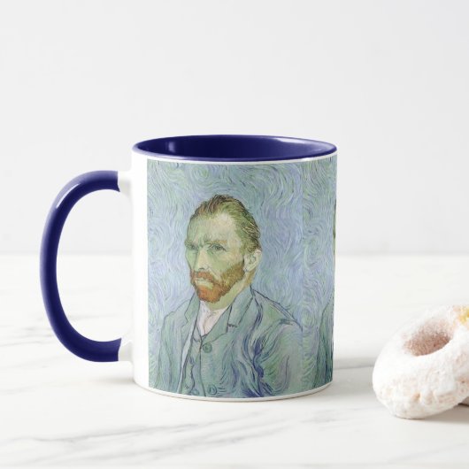 Mug Autoportrait en bleu par Vincent van Gogh (Avec donut)