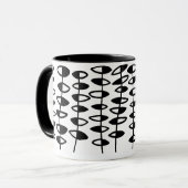 Mug Autre feuille Abstrait - Noir sur blanc (Devant gauche)