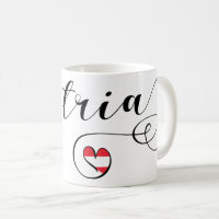 Autriche Coeur Mug, Drapeau autrichien