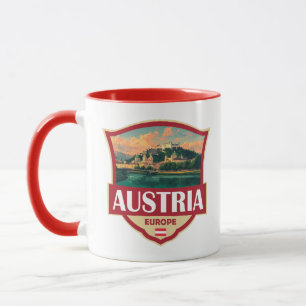 Mug Autriche Illustration Rétro Badge