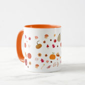 Mug Autumn leaves and pumpkins illustration pattern (Devant gauche)