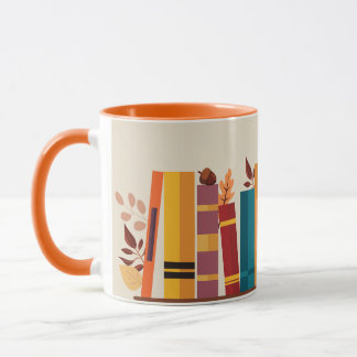 Mug Autumn season cozy book stack Taza