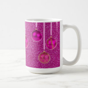 Mug aux boules de Noël "Joyeux Noël" avec paillett