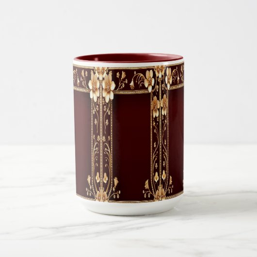 Mug aux fleurs dorées bordeaux (Centre)