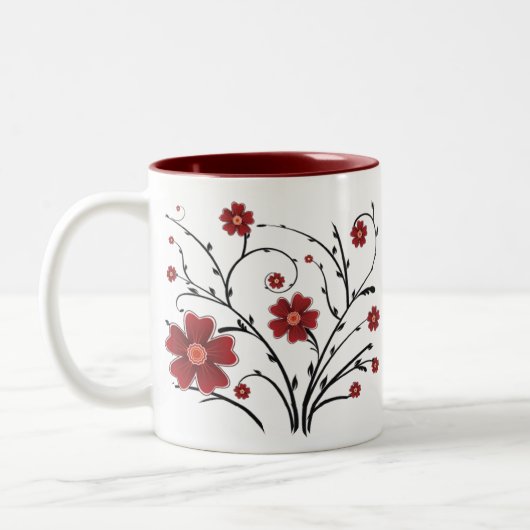 Mug aux fleurs rouges (Gauche)