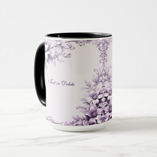 Mug aux fleurs violettes élégantes (Devant gauche)