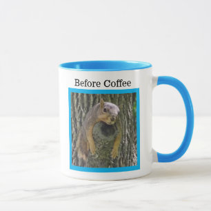 Mug Avant Café, Après Café, Écureuil Drôle