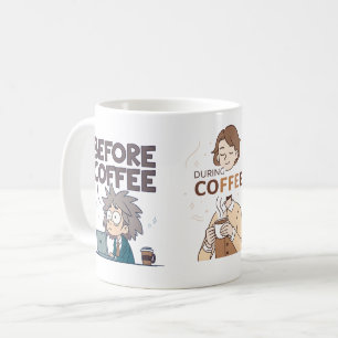 Mug Avant Pendant Après L'humeur du café Art vectoriel