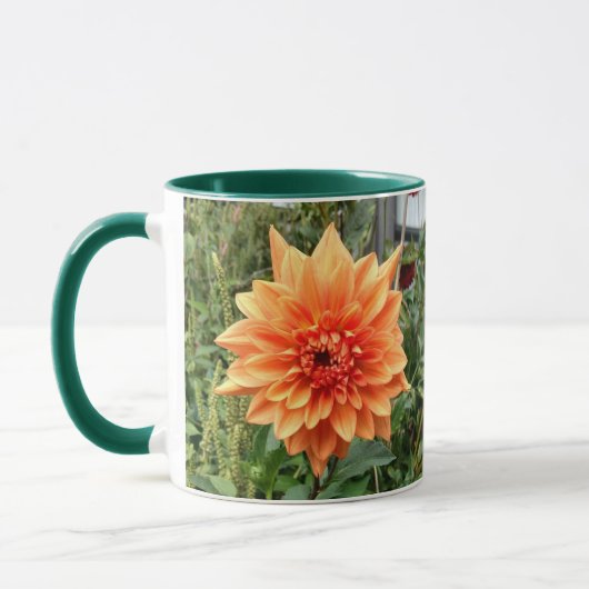 Mug avec 2 photos de dahlias orange (Gauche)