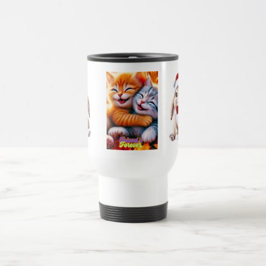 Mug avec adorable conception d'un lapin & chatons (Centre)