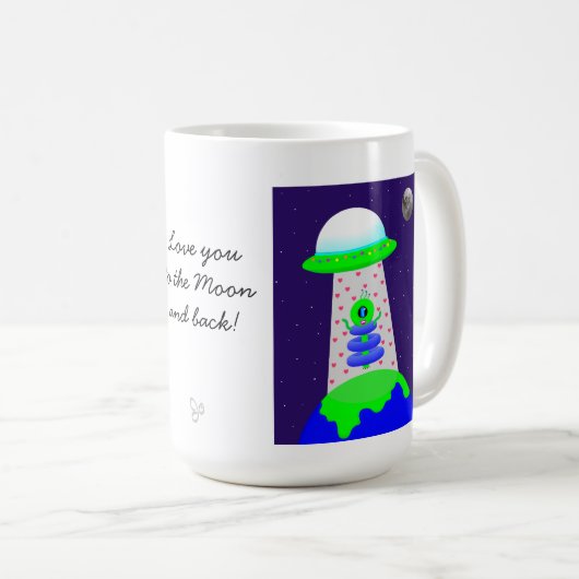 Mug avec alien "Love you to the moon" par Jo Image (Devant droit)