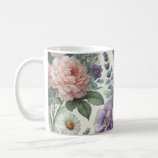 Mug avec aquarelle motif floral 4/6 (Gauche)
