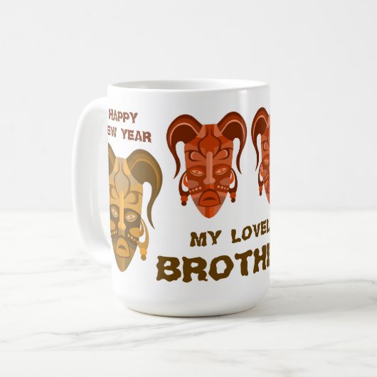 MUG AVEC ART DE MASQUE TARDITIONNEL (Devant gauche)