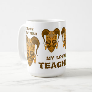MUG AVEC ART DE MASQUE TARDITIONNEL POUR ENSEIGNAN