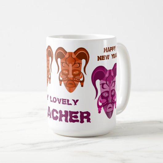 MUG AVEC ART DE MASQUE TARDITIONNEL POUR ENSEIGNAN (Devant droit)