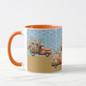 Mug avec Camions rouges & Fleurs (Gauche)