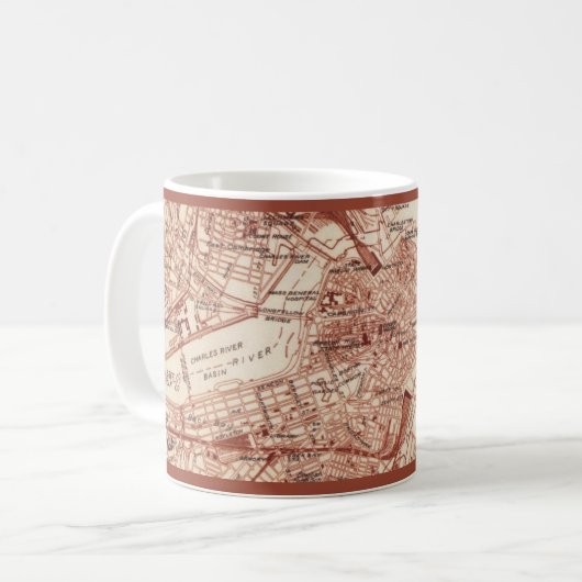 Mug avec carte ancienne de Boston (Devant gauche)