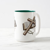 MUG AVEC CROIX ET     BIBLEGREEN & BLANC (Devant droit)