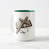 MUG AVEC CROIX ET     BIBLEGREEN & BLANC (Devant gauche)