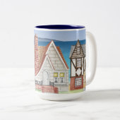 Mug avec de belles maisons à l'air sur la plage (Devant droit)