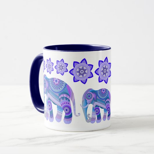 MUG AVEC DES ÉLÉPHANTS ET DES FLEURS COOL (Devant gauche)