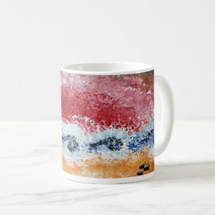Mug avec des vagues écrasantes en rouge et bleu