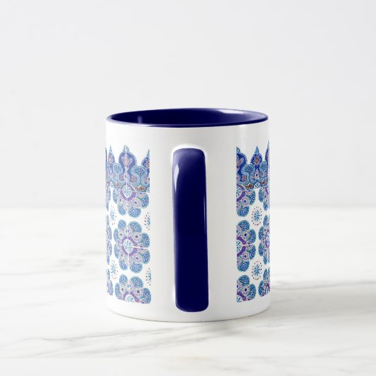 Mug avec design bleu et violet (Poignée)