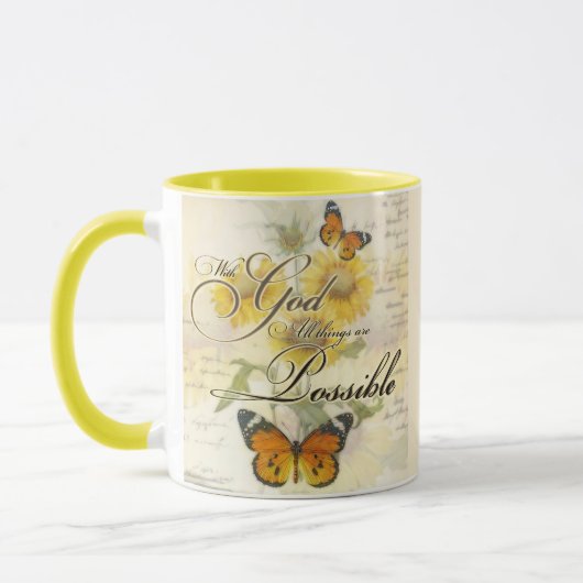 Mug Avec Dieu tournesols et papillon (Gauche)