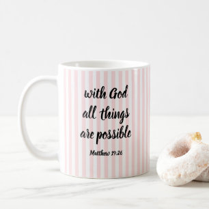 Mug Avec Dieu toutes choses sont possibles Rayure rose