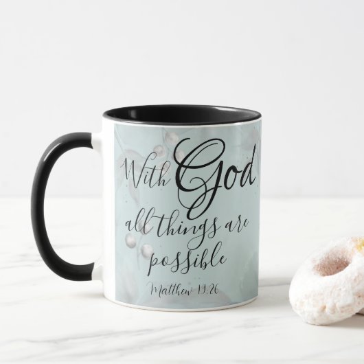 Mug Avec Dieu Toutes Les Choses Sont Possibles Bleu Ve (Avec donut)