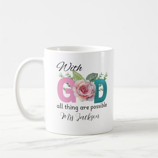 Mug avec dieu toutes les choses sont possibles chrétie (Gauche)
