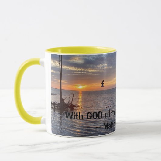 Mug Avec DIEU, toutes les choses sont possibles couché (Gauche)